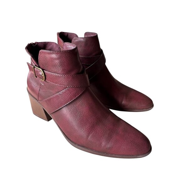 Frye & Co. Womens Pembroke 8M Redwood Ankle Boots Buckle Strap Block Heel - Picture 6 of 10